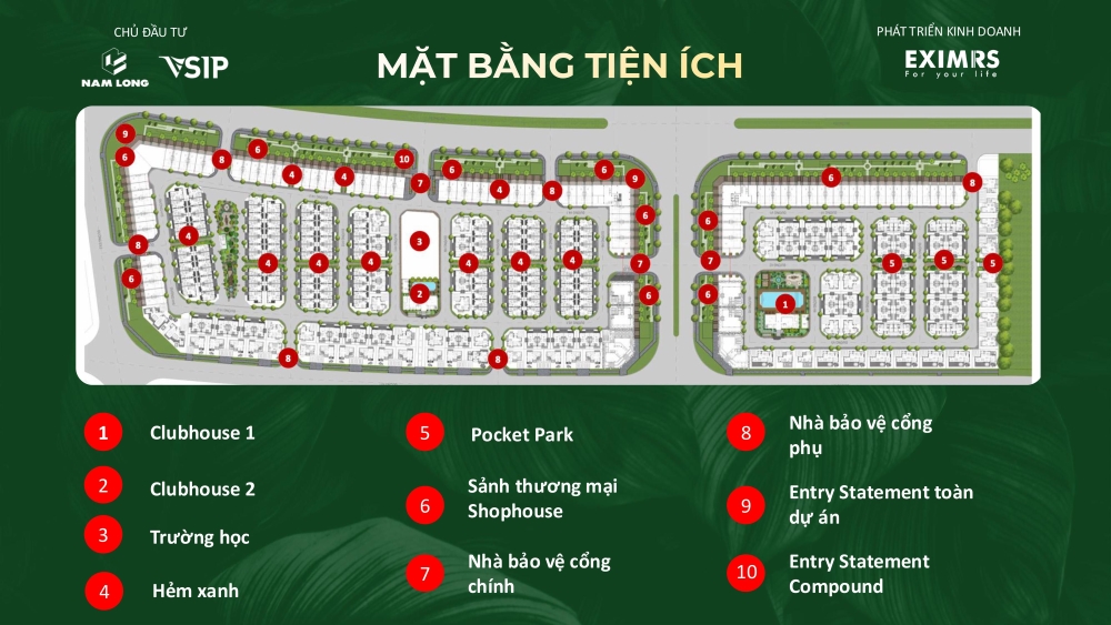 Cấu trúc mặt bằng dự án Sol Garden Thủy Nguyên được tổ chức theo trục giao thông và sinh thái